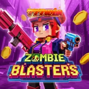 Interface colorida e temática de arcade do jogo Zombie Blasters